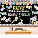 This is Your Year Bulletin Board Decorations Set Colorful Keys Paper Cutouts Inspirational New Year Bulletin Board Positive Sayings Accents for 2026 Back to School Classroom Home Chalkboard Wall Decor