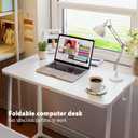 WOHOMO Folding Desk, 31.5" Small Desk for Small Spaces, Easy Assemble Foldable Computer Desk for Laptop, Mini Portable Working Table Narrow Wooden Writing Workstation for Home Office, White, Small Size:31.5 X 15.7