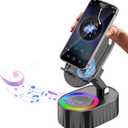 Wireless Induction Audio Bluetooth Speaker 5in1 Phone Holder Emergency Rechargeable (3000mAh) with Colorful Ambient Light 300 Foldable for Tablet iPhone Android, Gifts for Men Women (Black)