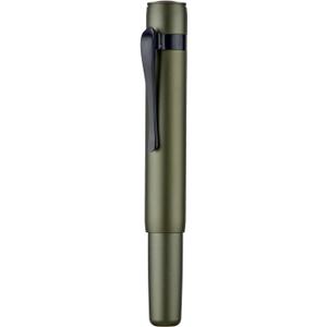 HONG DIAN M2 Black Forest Mini Fountain Pen, Extra Fine Soft Nib & Sleek Shape Aluminium Short Pocket Travel Pen (Army Green)