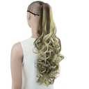 IMISSU Thick Mess Curly Jaw Claw Ponytail Hair Pieces Extensions Pony Tail Clip in Hairpiece 24 Inches (Piano Blonde Mix Brown)