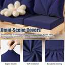 14Pcs Patio Stretch Cushion Covers, Outdoor Couch & Sofa Replacement Slipcovers for Patio Furniture Cushion Covers, Washable Reusable Furniture Protector, Square Large, Navy Blue