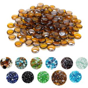 Fire Glass Beads for Fire Pit Fireplace, Caramel Reflective Decorative Blended Fireglass Drops for Landscaping