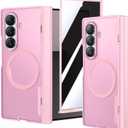 VEGO for Z Fold 7 Case, with Front Privacy Screen Protector & Hinge Protection, Compatible with MagSafe, Magnetic Ring Translucent Slim Anti-Spy Protective Case for Samsung Galaxy Z Fold 7 - Pink