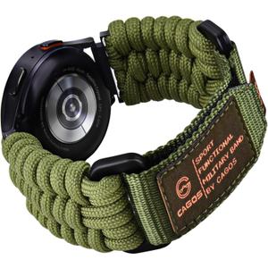 CAGOS for SAMSUNG Galaxy Watch 6 & 5 Pro & 4 Classic Bands, Rugged Paracord Sport Loop for Men - 47mm, 45mm, 44mm, 43mm, 46mm, 42mm, 40mm (20mm XL, Army Green)