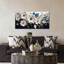 Large Canvas Wall Art for Living Room Bedroom Home Office White and Blue Floral Wall Art Botanical Picture Modern Framed Artwork Flower Canvas Prints 20x40 In