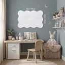 Scalloped Bulletin Board, 36x24 Scalloped Felt Bulletin Board, 3' by 2' Trifold Foldable Picture Display with 20 Pins & 5 Cute Decors - White