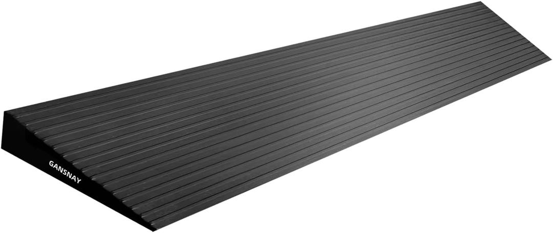 1" Rise Threshold Ramps for Doorways, Driveways, Heavy Duty Solid Rubber 3500lbs Capacity, Non-Slip & Cuttable Handicap Ramp for Wheelchairs, Scooters, Strollers, Curbs- 1Rise (355.9)
