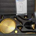 Brushed-Gold Antique Shower-system with Tub Spout: 9 inch Rain Faucets Set in Wall, Rainfall Head and Handheld Spray, 3 Way Diverter Brass Valve with Trim Kit