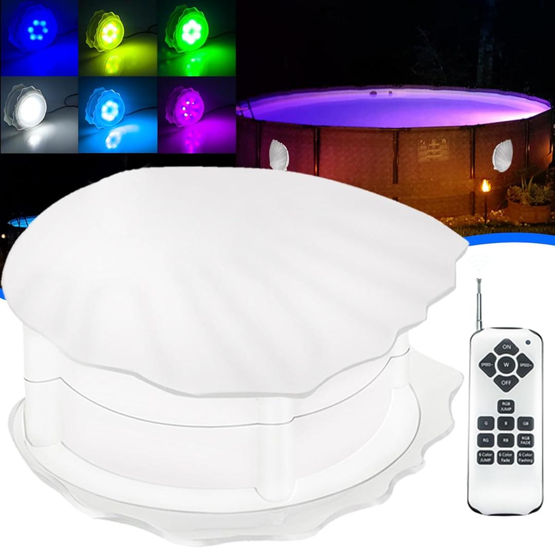 LED Pool Lights for Above Ground Pool Magnetic, 120V RGB Color Changing with 33ft Cord, IP68 Waterproof, Magnetic Pool Wall Light with Remote Control (120V-RGB+White)