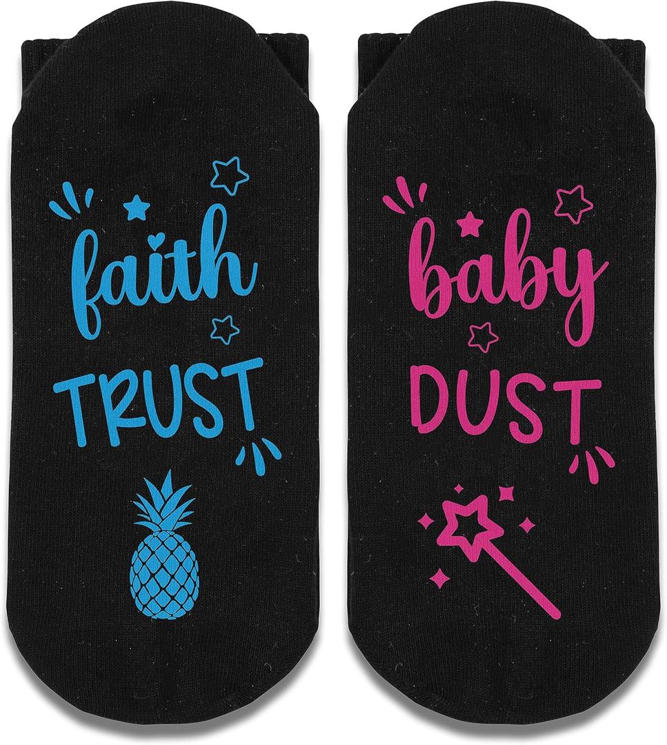 Faith Trust Baby Dust Socks, IVF Gifts, IVF Transfer Day Gift, Funny Socks, Crazy Socks, Novelty Gifts, Casual Cotton Crew Socks Gift. (045)