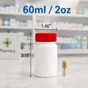2 x METAPACK Push and Turn Cap Small Pill Bottle, 10 Pack Empty Medicine Bottles, HDPE Travel Pill Container with Labels for Pills Capsules Vitamins (16dram, Red Caps)