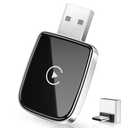 Gatatol Mini Wireless CarPlay Adapter for Apple iPhone, Convert Wired CarPlay to Wireless, Stable Control & No Delay Latency with USB-A to USB-C Adapter, Black+Silver