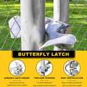 1-3/8" x 2-3/8"Chain Link gate Latch，Stainless Steel Butterfly Latch，Metal gate Latch，Chain Link Fence Parts for Outdoor Farm,Cattle and Tube
