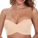 Strapless Bra for Women Plus Size Anti-Slip Multiway T-Shirt Bras with 1 Pairs Straps, Beige, 34B