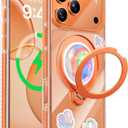Summer Series 360 Spin Stand for iPhone 17 Pro Case (Compatible with MagSafe) [Military Drop Protection] Magnetic Clear Shockproof Protective for 17 Pro Phone Case 6.3'', Cosmic Orange