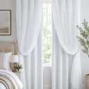 PONY DANCE Double Layer Blackout Curtains with White Sheer for Bedroom, White Window Drapes 95 Inches Long for Living Room,Thermal Insulated Two-Layer Curtains with 4 Tiebacks, 2 Panels, 52W x 95L