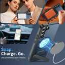 OWKEY Magnetic for Samsung Galaxy S22+ Plus Phone Case with Adjustable Stand, Galaxy S22+ Plus Case [Shockproof Military Grade Drop Protection] Translucent Matte Back Samsung S22 Plus Case, Black