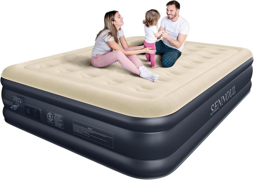Air Mattress Queen with Built in Pump, Inflatable Mattress Blow Up Mattress 18 Raised Comfort,Upgraded Surface Portable Bed, Air Bed for Home, Guest, Camping, Colchone Inflable, 650 lbs