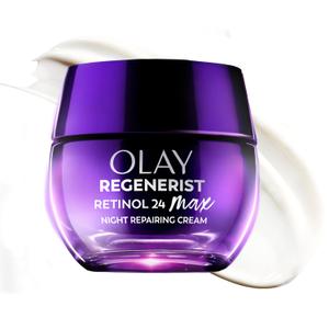 Olay Retinol Night Cream for Women, MAX, Anti-Aging Face Moisturizer, Fragrance-Free, Non-Greasy - Anti-Wrinkle, Smooth Fine Lines, Hydrating Skin Care - Triple Collagen Cream, Niacinamide, 1.7oz