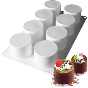 Tall Cylinder Silicone Molds for Baking Mousse Cake, 3D Silicone Baking Molds for Cakes, Brownie, French Dessert Mold for Pastry, Ice Cream, Cake Decoration(8-Cavity)