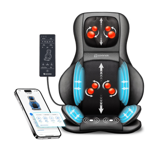 COMFIER Shiatsu Neck Back Massager with Heat,2D/3D Massage Chair Pad with App Control,Deep Tissue Kneading Massage Chair Pad with Compression,Adjustable Back Coverage,Black