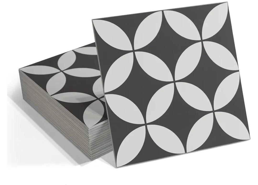 INNO STICKERS 16Sheet Peel and Stick Floor and Wall Tile for Bathroom Kitchen Shower, 9" x 9" Gray Coin SPC SelfAdhesive Vinyl Flooring, Patterned Groutable Backsplash Tile, Cover 9.12 Sq Ft.