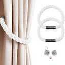 Strong Magnetic Curtain Strap Twisted Rope Design, Suitable for Living Room Home Decoration(2pcs White)