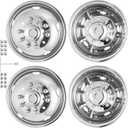 19.5" Wheel Simulators, 304 Polished Stainless Steel Simulator Kit, 2 Front and 2 Rear Wheel Covers, 10 Lug 5 Hand Hole, with Bolt Kit Fit for 2005-2021 Ford F450/F550(19.5IN)