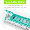 Extra Large Weekly Pill Organizer 2 Times a Day - Remtise Am/Pm Daily Pill Case Medicine Organizer, Push Button 7 Day Pill Box for Pills/Vitamin/Cod Liver Oil/Supplements (Cyan & Yellow)
