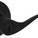 Kwikset Balboa Entry Door Handle with Lock and Key, Secure Keyed Reversible Lever Exterior, Doorlock, For Front Entrance and Bedrooms, Matte Black, Pick Resistant Smartkey Rekey Security