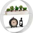 Mind Reader Circular Floating Shelves, Wall Decor, Accent Shelf, Office, Bathroom, Metal Mesh, 18" L x 4" W x 18" H, White
