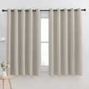 NICETOWN Thermal Insulated Narural Blackout Curtains for Bedroom, Window Treatment Solid Grommet Room Darkening Drape Panels for Bedroom (Set of 2, 70 by 63 inches Long) (Natural)