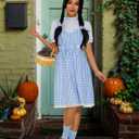 GERVAISE Womens Blue Plaid Dress Halloween Costume Outfit 8pcs Accessories Full Set