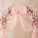 13Pcs Large Pink Pearl Silk Satin & Tulle Bow Coquette Decor,17x55 Inch Giant Bow with 12 Small Satin Bows, DIY Photo Backdrop Wall Hanging Decor for Wedding Bridal Baby Shower Birthday Girl Room