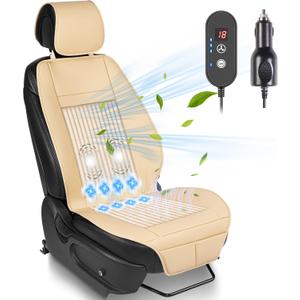 Paffenery 1Pcs Cooling Car Seat Cover Front Seat, 12V-24V Ventilated Cooling Car Seat Cushion, Cooled Seat Cover for Car SUV Truck Universal Fit, 108 Beige