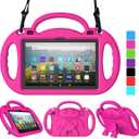 Kids Case for Fire HD 8 Plus Tablet, Fire HD 8 2022/2020 Case with Shoulder Strap, Durable Shockproof Handle Stand Protective Case for Amazon Kindle Fire HD 8 2022/2020 Tablet, Pink