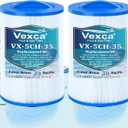 Vexca 5CH-35 Spa Filter Replacement for Pleatco PMAX50P4, PAS35P, Unicel 5CH-35, Baleen AK-90109, Excel Filters XLS-526, Pure N Clean PC-0300, SD-00780, SD-00650, 35 Sq.Ft, 2 Pack