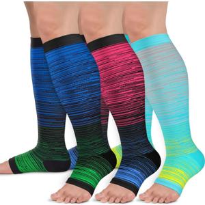 Sooverki Copper Compression Socks for Women & Men Open Toe 15-20mmHg is Best Support for Circulation Recovery All Day Wear (XX-Large, 04 Assorted 1)