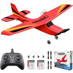 HAWK'S Work 2 CH RC Airplane, RC Plane Ready to Fly, 2.4GHz Remote Control Airplane, Easy to Fly RC Glider for Kids & Beginners (Red)