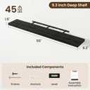 55in Floating Shelves for wall Set of 2, Black Wall Mounted Shelf 9.3in Deep for Wall Decor, Hanging Shelf 1.5in Thick for Living Room, Bedroom, Bathroom, Kitchen, Office, 55"Wx9.3"Dx1.5"H,Set of 2