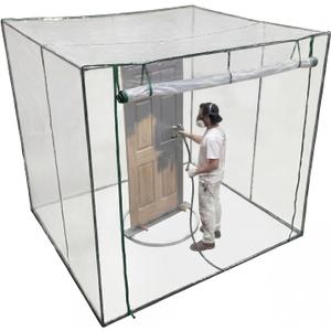 Beeveer Extra Large Paint Booth 8.2 x 7.2 x 6.5 ft with Frame and Zipper Oversized Clear Portable Spray Paint Booth Rainproof Spray Shelter for Furniture Auto Parts Woodworking and Door Painting