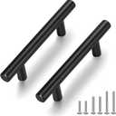 10 Pack 5" Matte Black Cabinet Pulls, Hollow (3" C-C) Stainless Steel Drawer Handles for Kitchen/Bathroom/Cupboard, Easy-Install Dresser Hardware