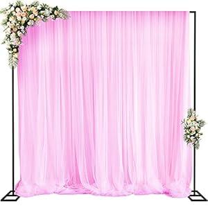 Wokceer 10x10 FT Backdrop Stand Heavy Duty Pipe and Drape Backdrop Stand Kit, Adjustable Black Backdrop Stand for Wedding Photo Booth Background Birthday Party Photography Exhibition Decoration