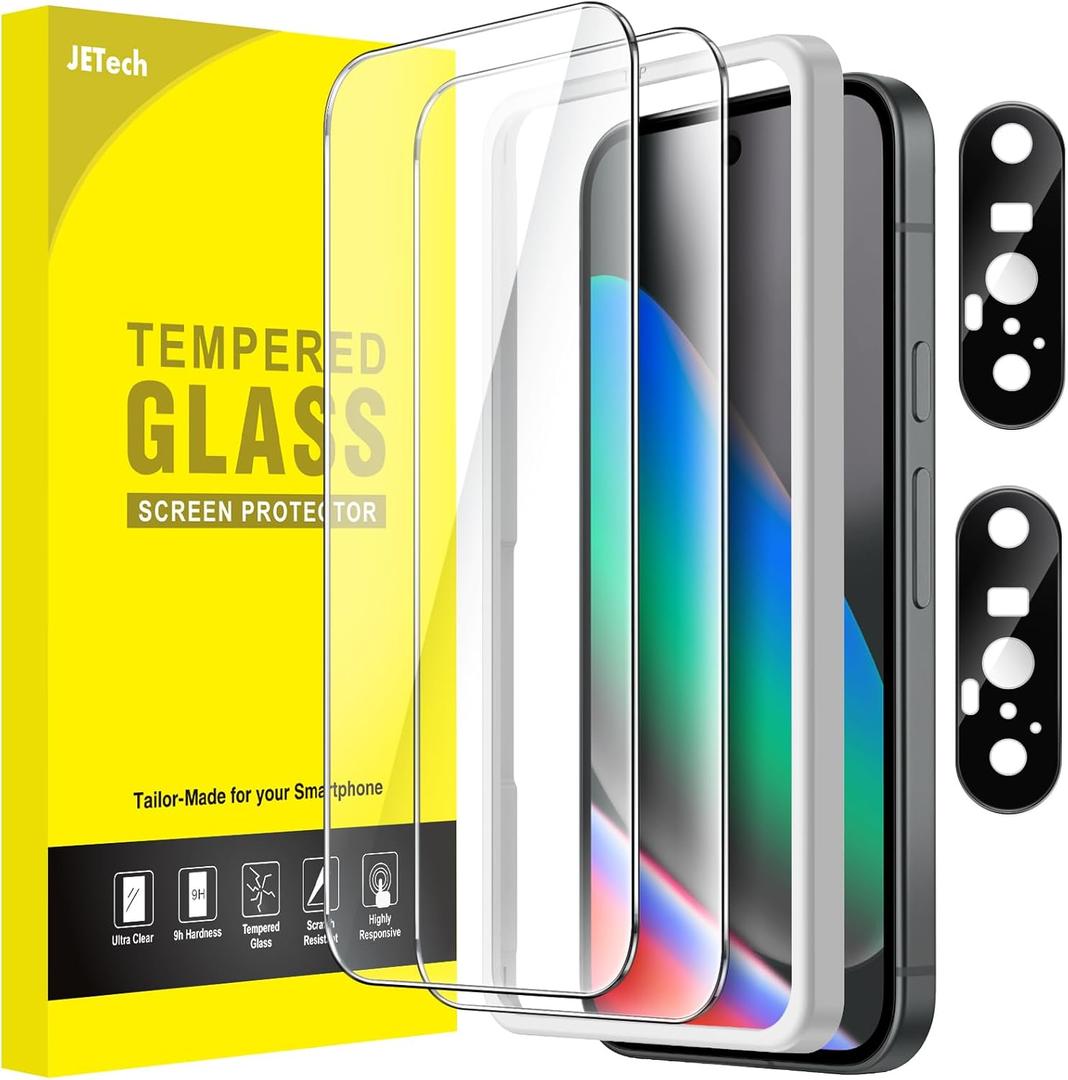 JETech Screen Protector for Google Pixel 10 with Camera Lens Protector, Easy Installation Tool, Fingerprint Unlocking Compatible, Tempered Glass Film, HD Clear, 2-Pack Each