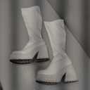 LIURUIJIA Women's Gogo Boots Knee High Block Heel Square Toe 70s Disco Costume Boots, Color: A# White, Size: 8.5