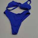geluboao Bikini Set for Women Solid V Neck Knot Front Push Up High Leg Thong Two Piece Swimsuit (X-Large, Royal Blue)
