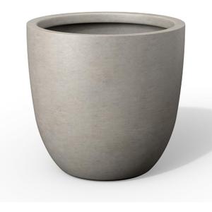 Kante 18 Inch Dia Round Concrete Planter, Indoor Outdoor Large Plant Pot with Drainage Hole and Rubber Plug for Home Patio Garden, Buff Concrete