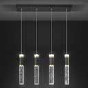 4-Light Pendant Light Fixture, Dimmable LED Kitchen Island Lighting with Bubble Crystal Shades, Modern Black Gold Metal for Dining Room, Foyer, Easy Installation