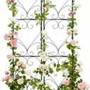 2PCS Metal Garden Trellis for Climbing Plants Outdoor, Heavy-Duty Cucumber Tomato Trellis for Raised Garden Bed, Decorative Wrought Iron Trellis Arch for Wedding Party Decor